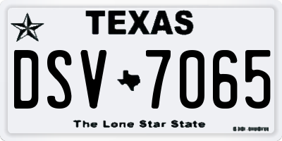 TX license plate DSV7065