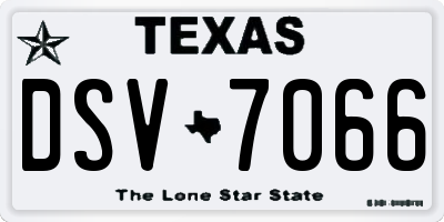 TX license plate DSV7066