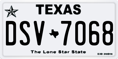 TX license plate DSV7068