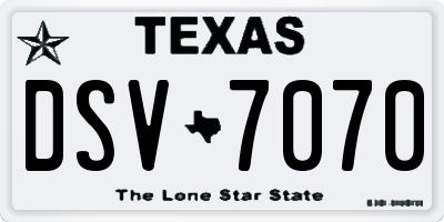 TX license plate DSV7070