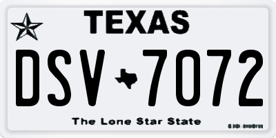 TX license plate DSV7072