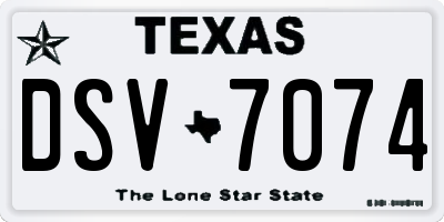 TX license plate DSV7074