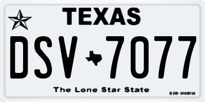 TX license plate DSV7077