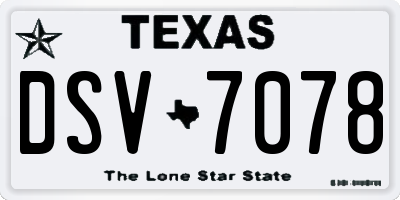 TX license plate DSV7078