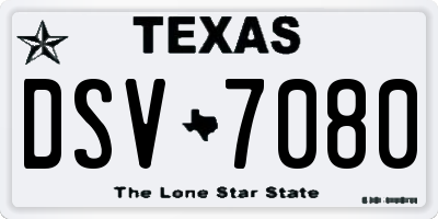 TX license plate DSV7080