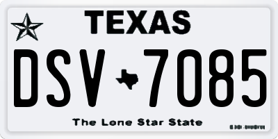 TX license plate DSV7085