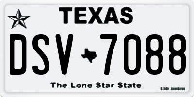 TX license plate DSV7088