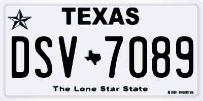TX license plate DSV7089