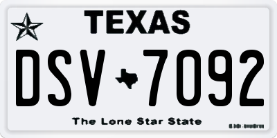 TX license plate DSV7092