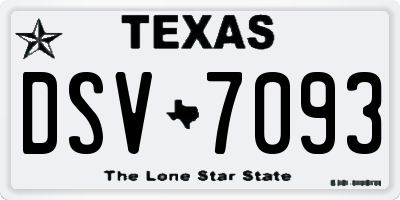 TX license plate DSV7093