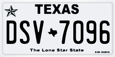 TX license plate DSV7096