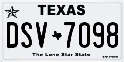 TX license plate DSV7098