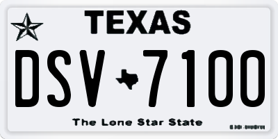 TX license plate DSV7100