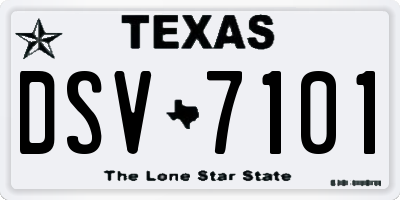 TX license plate DSV7101