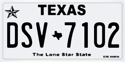 TX license plate DSV7102