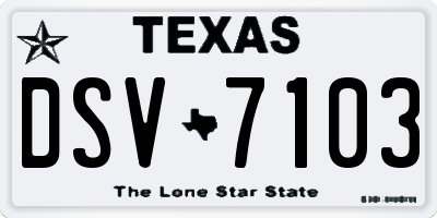 TX license plate DSV7103