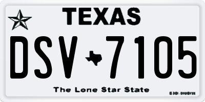 TX license plate DSV7105
