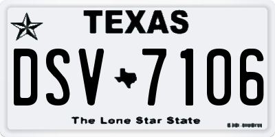 TX license plate DSV7106
