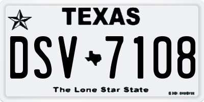 TX license plate DSV7108