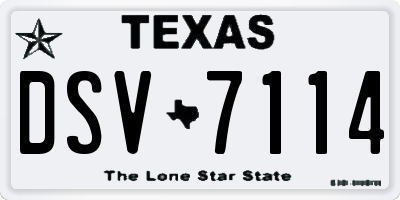 TX license plate DSV7114
