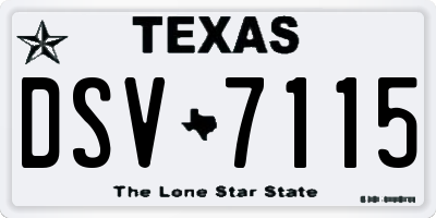 TX license plate DSV7115