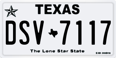 TX license plate DSV7117
