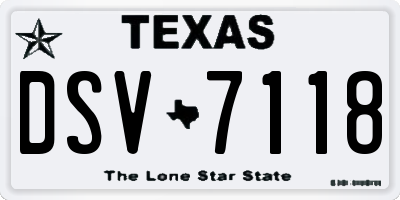TX license plate DSV7118