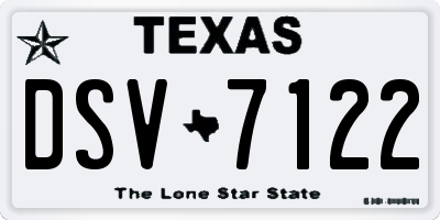 TX license plate DSV7122