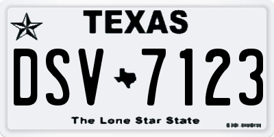 TX license plate DSV7123