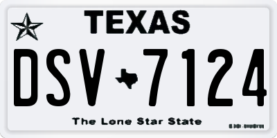 TX license plate DSV7124
