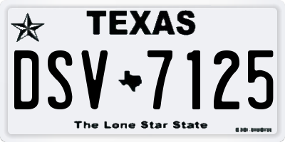 TX license plate DSV7125