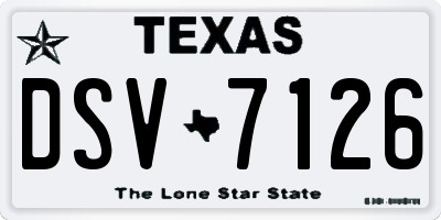 TX license plate DSV7126