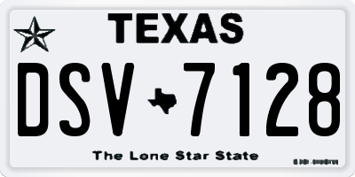 TX license plate DSV7128
