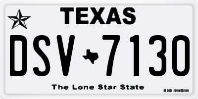 TX license plate DSV7130