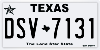 TX license plate DSV7131
