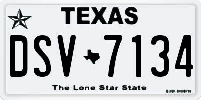 TX license plate DSV7134