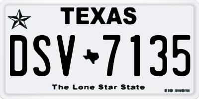 TX license plate DSV7135