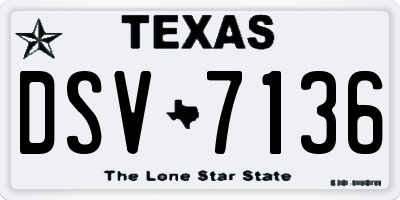 TX license plate DSV7136