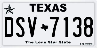 TX license plate DSV7138