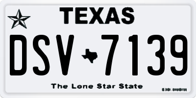 TX license plate DSV7139