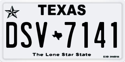 TX license plate DSV7141