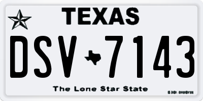 TX license plate DSV7143