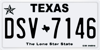 TX license plate DSV7146