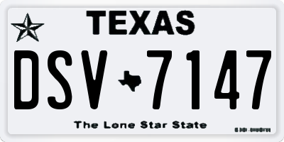 TX license plate DSV7147