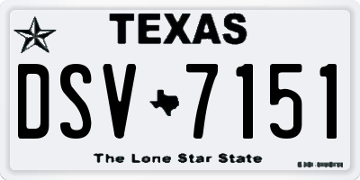 TX license plate DSV7151