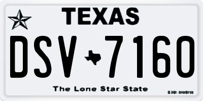 TX license plate DSV7160