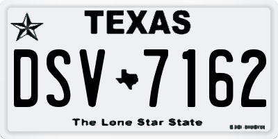 TX license plate DSV7162