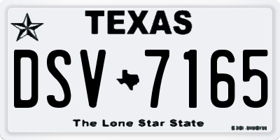 TX license plate DSV7165