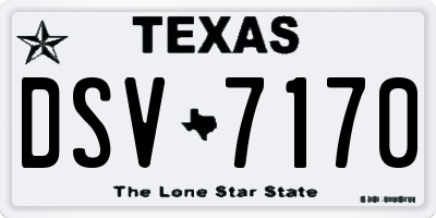 TX license plate DSV7170