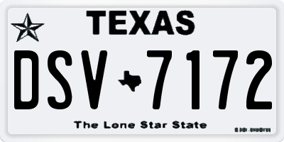 TX license plate DSV7172